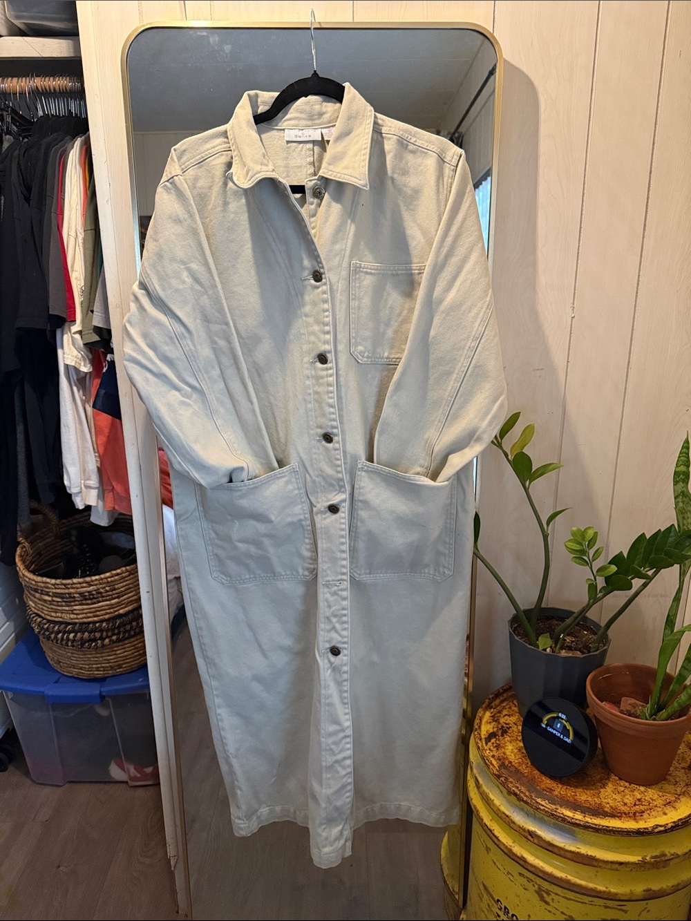 Christopher & Banks Long Light Beige Utility Jacket Coat